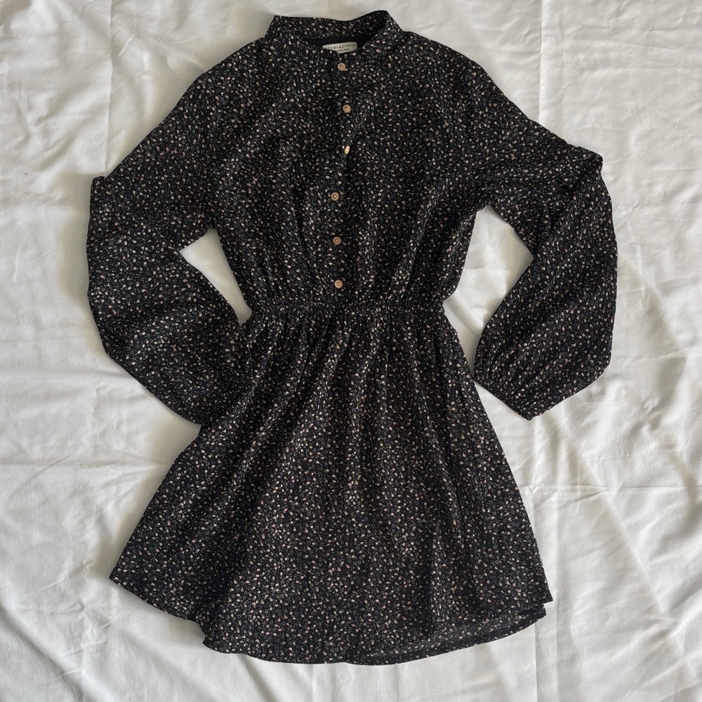 Paper Crane Black Floral Long Sleeve Dress